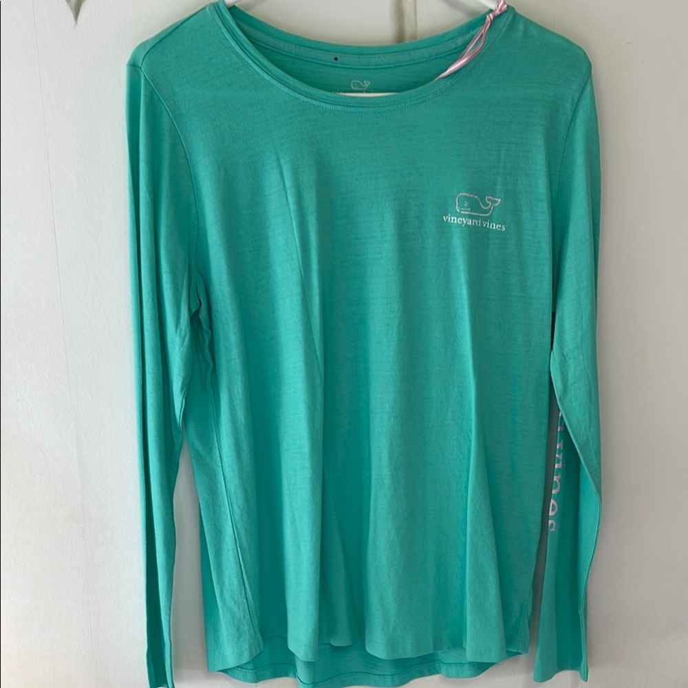 Vineyard Vines Soft Green Long Sleeve Logo Top